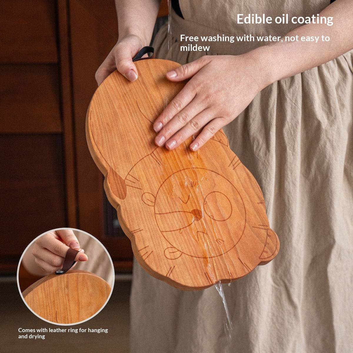 Cherry Solid Wood Pet-Shaped Cutting Board and Baby Food Plate