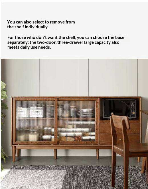 Ash Solid Wood Sideboard High Wine Cabinet Buffet