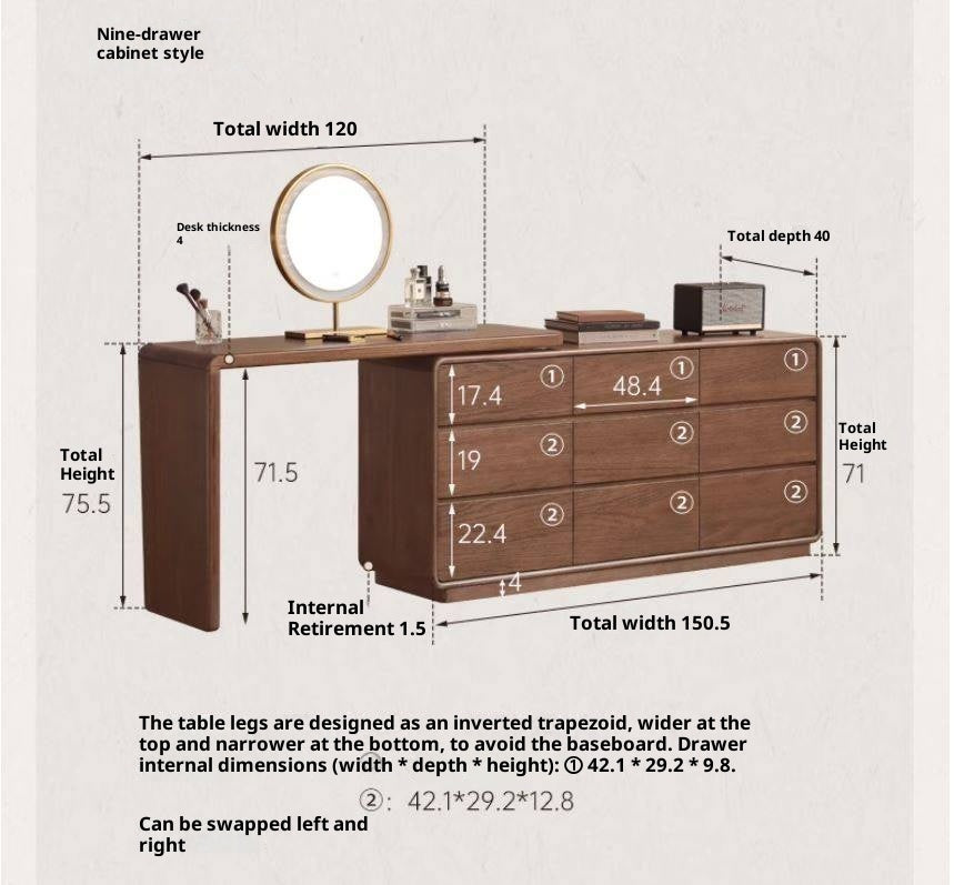 Sandalwood Solid Wood Modern Dressing Table