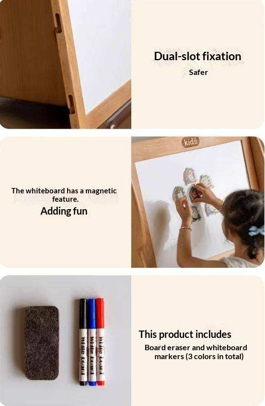 Beech, Poplar Solid Wood Movable Kids Bookshelf with Wheels, Multifunctional Storage