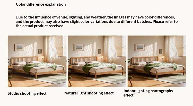 European Beech,Rubberwood Solid Wood Bed Modern Simple