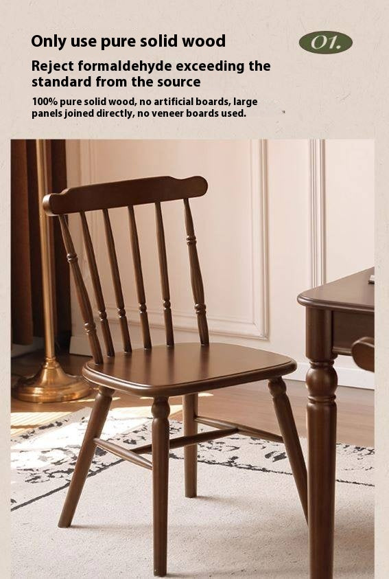 Set 4 pcs Black Walnut Solid Wood Dining Chair