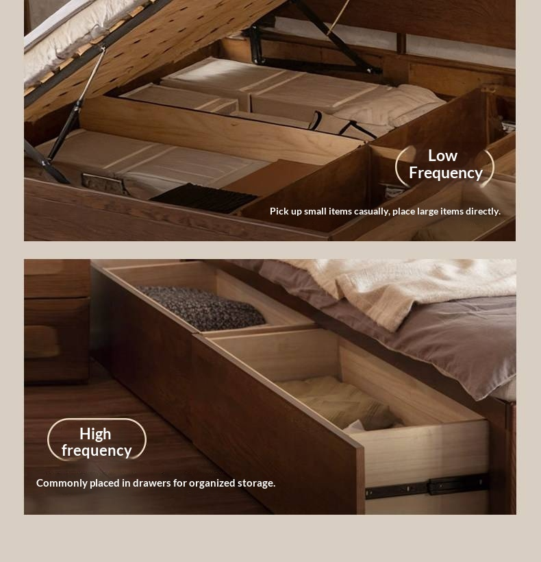 Oak Solid Wood Box Bed, Platform Box Bed, Headboard-Free Bed – Modern Minimalist Style