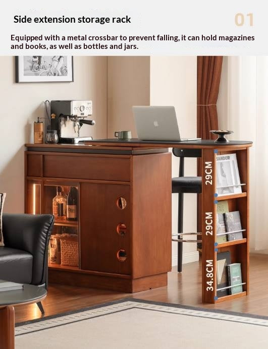 Tulipwood Solid Wood Vintage Style Stone Slab Bar Table