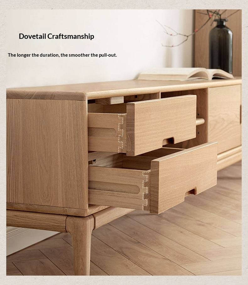 Ash Solid Wood Simple Floor TV Cabinet.