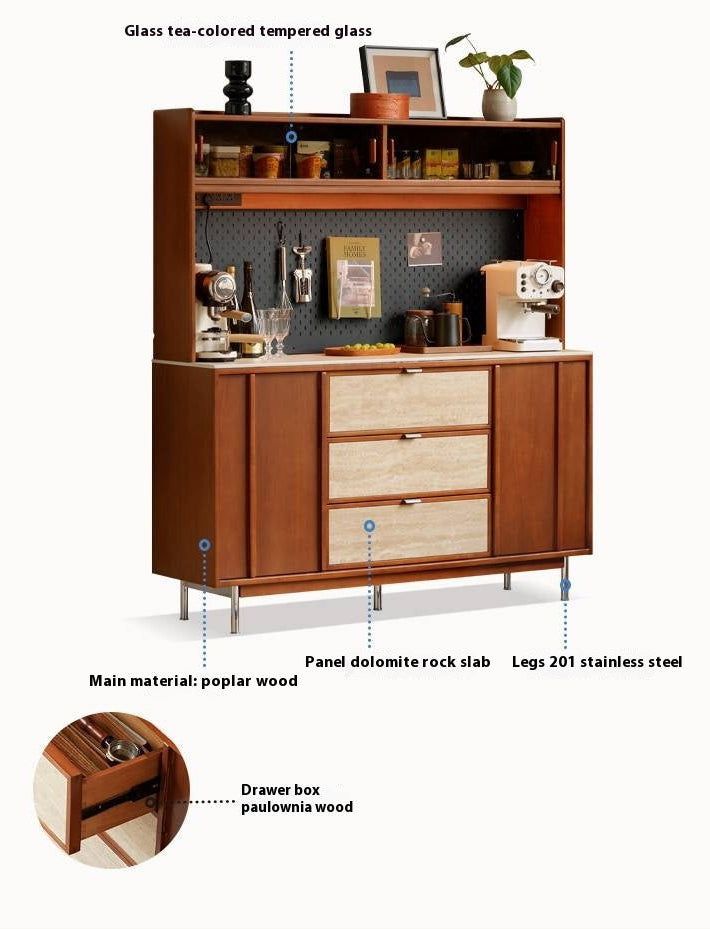 Poplar Solid Wood Medieval Style Retro Buffet