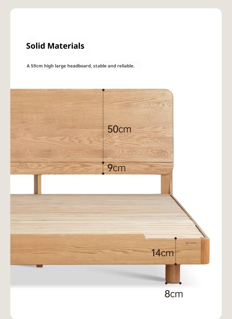 Oak, Ash Solid Wood Luminous Suspended Bed, Nordic Style