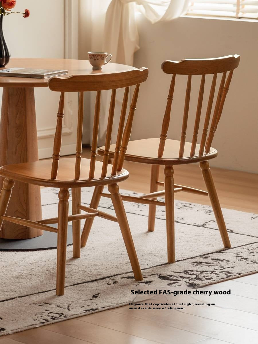 Set 4 pcs Cherry Solid Wood Retro Backrest Chair