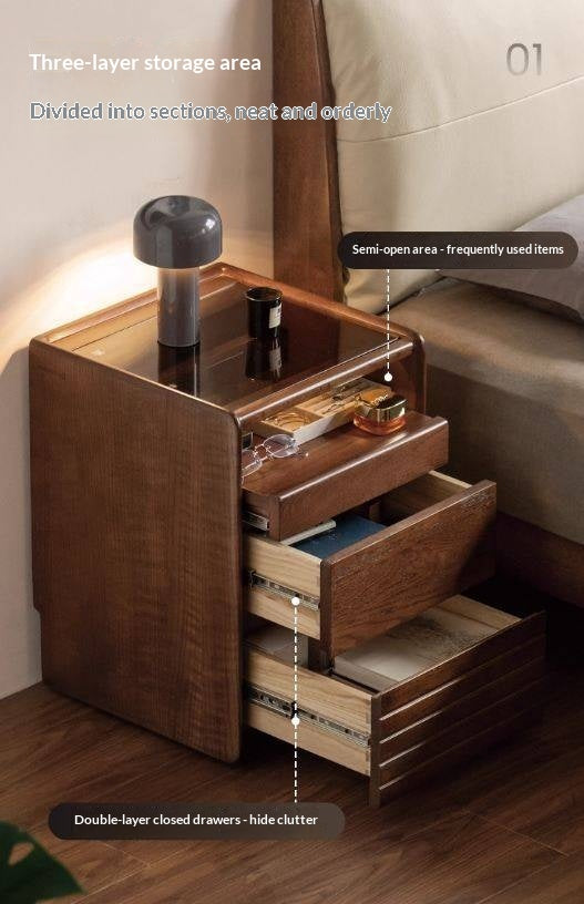 Oak Solid Wood Italian Light Luxury Nightstand