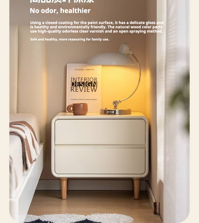 Poplar Solid Wood, Solid Rubberwood Nightstand.