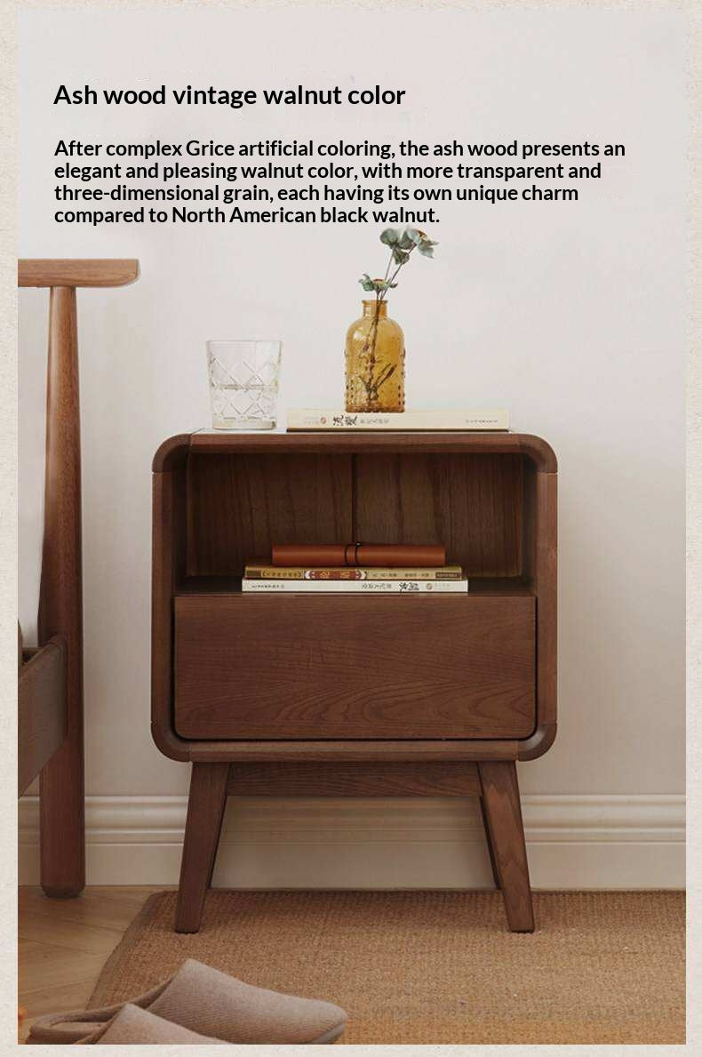 Ash Solid Wood Storage Modern Nightstand