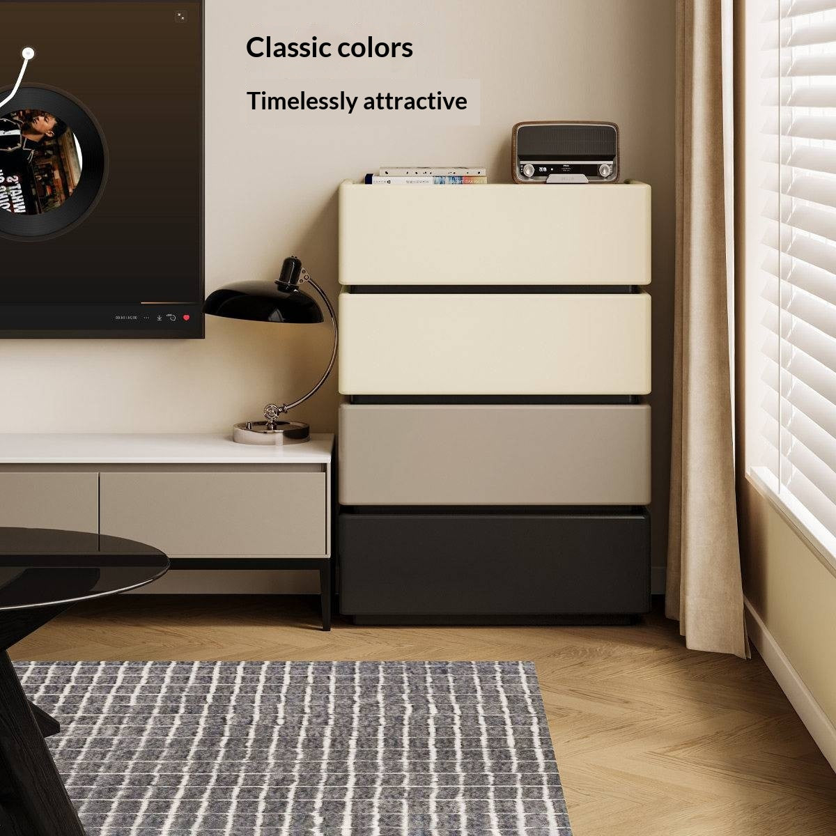 Oak, Ash Solid Wood, Solid RubberWood Light Luxury Side Cabinet