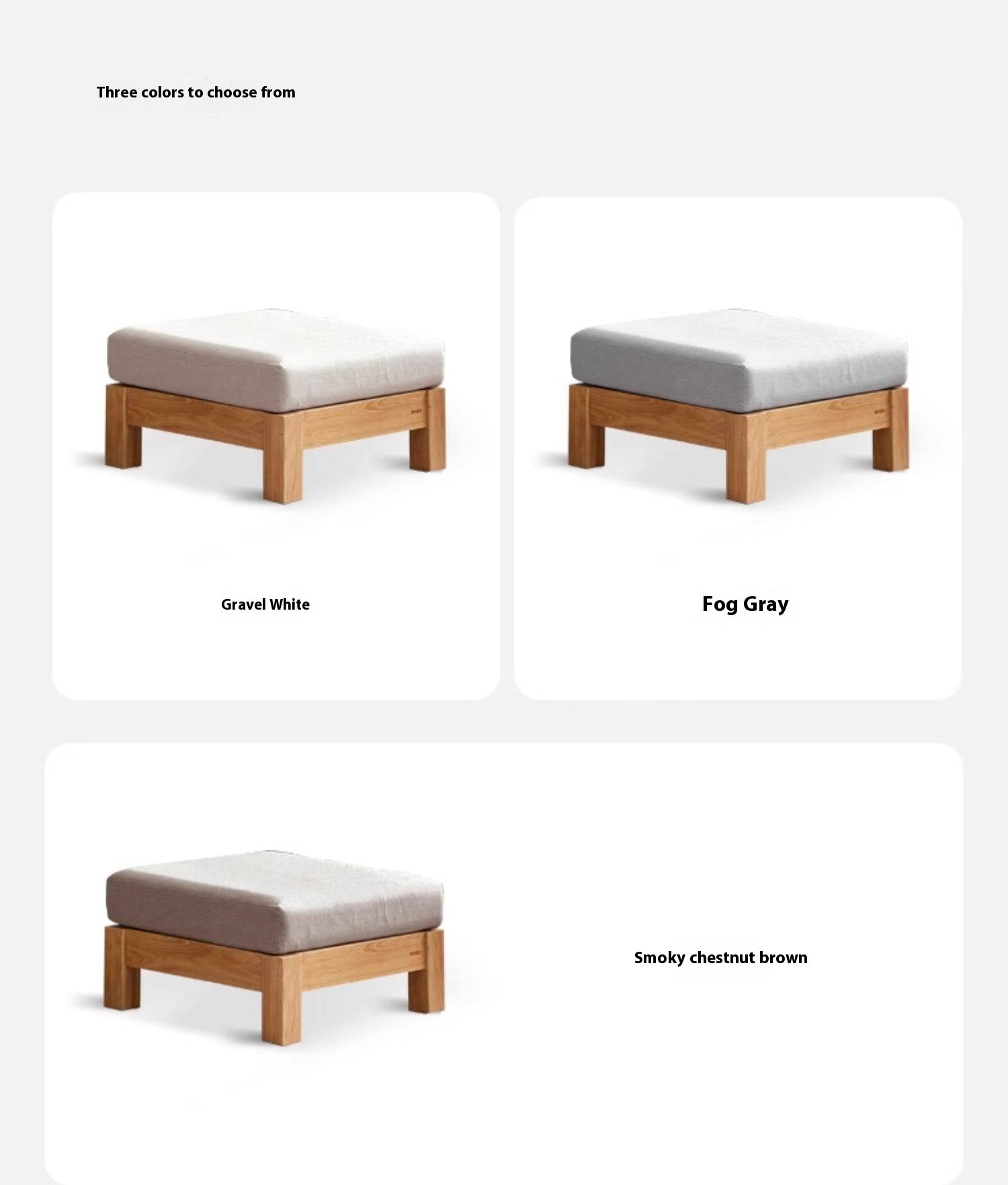 Ash, Oak, Black Walnut Solid Wood Fabric Footstool