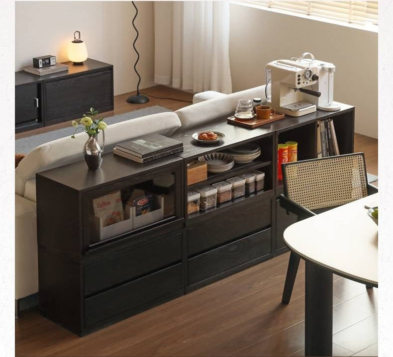 Oak Solid Wood TV Stand Combination Bookcase