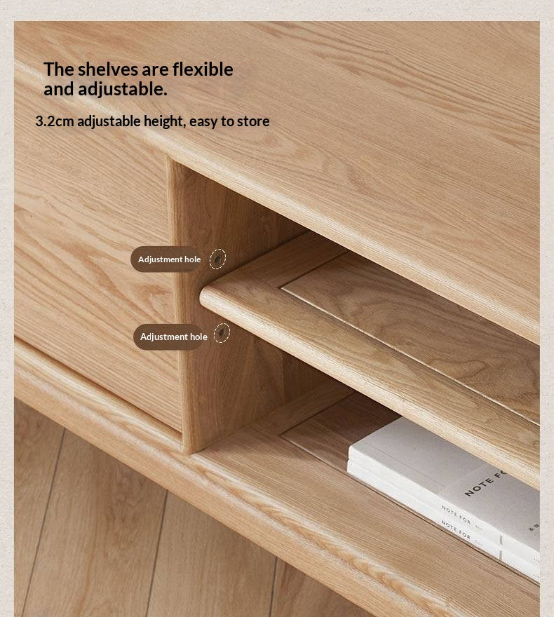 Ash Solid Wood Simple Floor TV Cabinet.