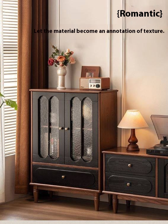 Ash Solid Wood French Retro Side Cabinet.