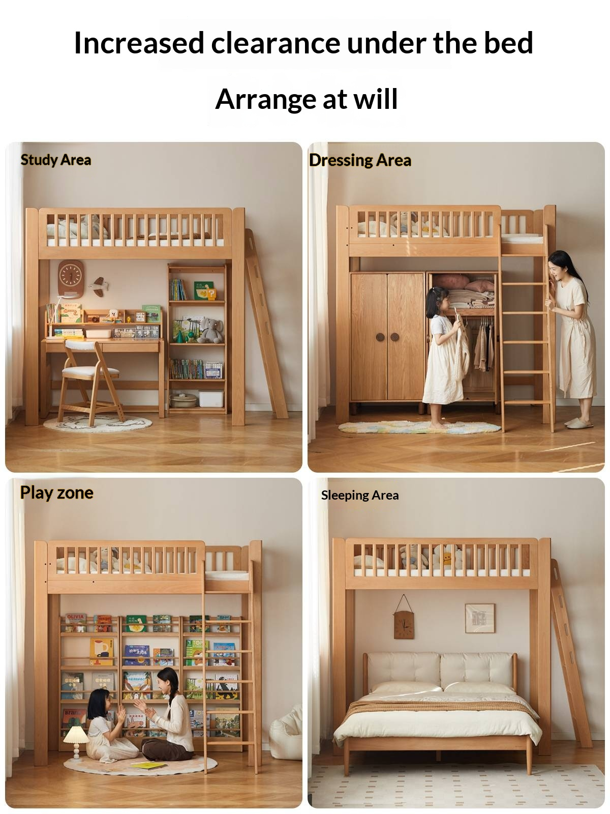 Beech Solid Wood Children's Loft Bed