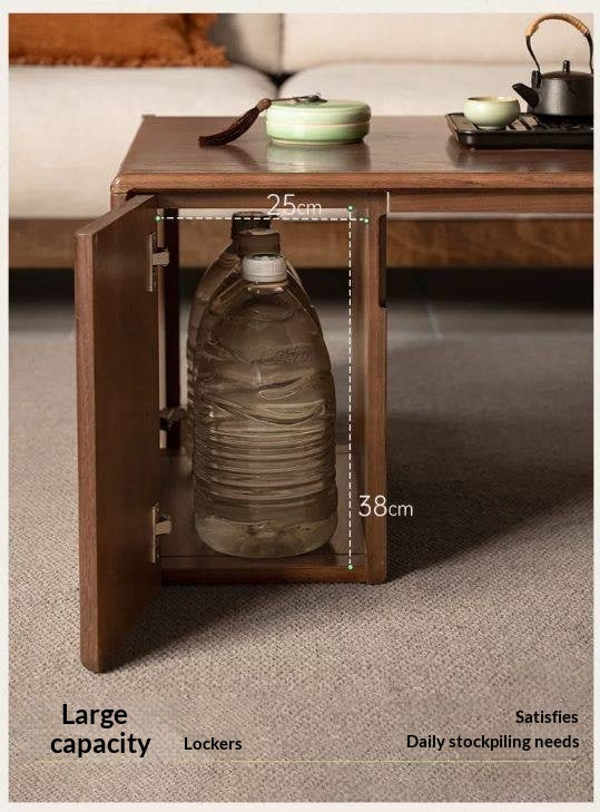 Oak Solid Wood Extendable Coffee Table with Storage