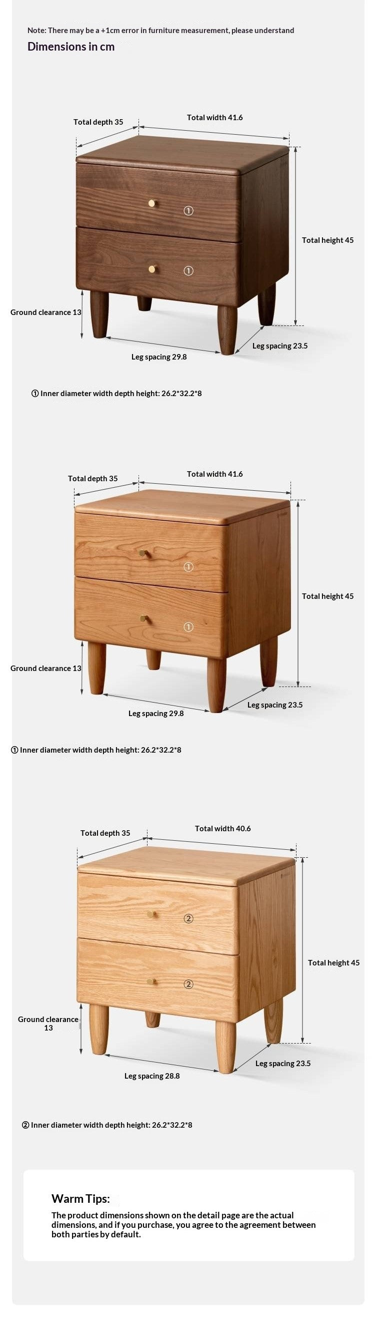 Black Walnut Solid Wood Italian Light Luxury Style Nightstand