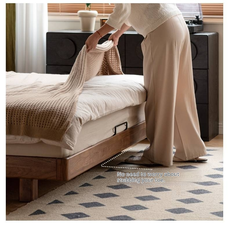 Black Walnut, Oak, Catalpa Solid Wood Floating Bed with Modern Minimalist Design