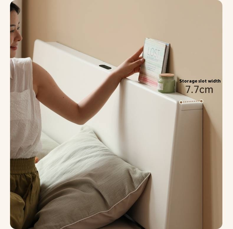 Rubber Wood,Poplar Solid Wood Box Bed, Cream Storage Bed