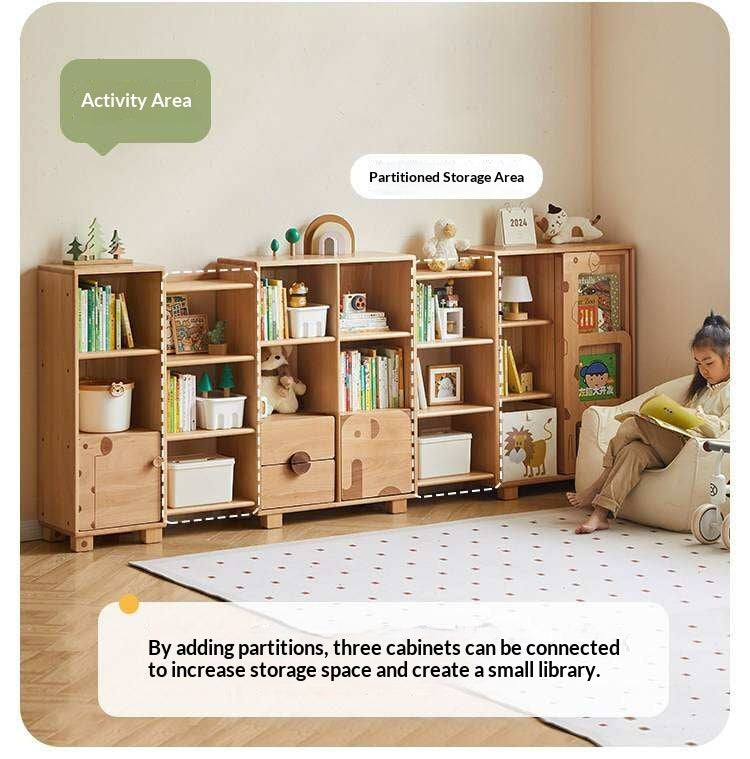 Oak Solid Wood Multi-Layer Children's Bookcase