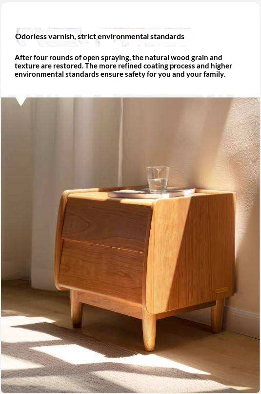 Cherry Wood Waves Nightstand.
