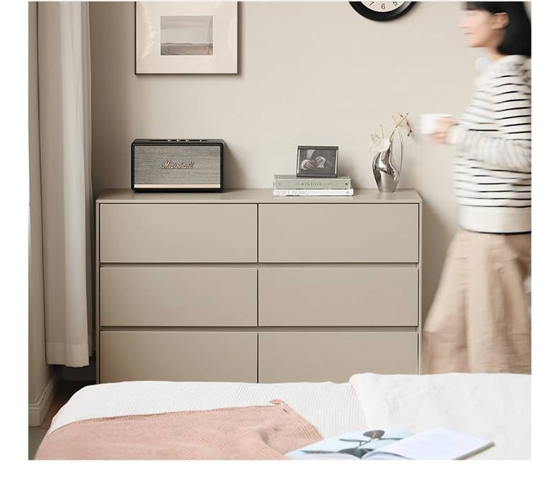 Poplar Solid Wood Light Luxury Six-Drawer Chest