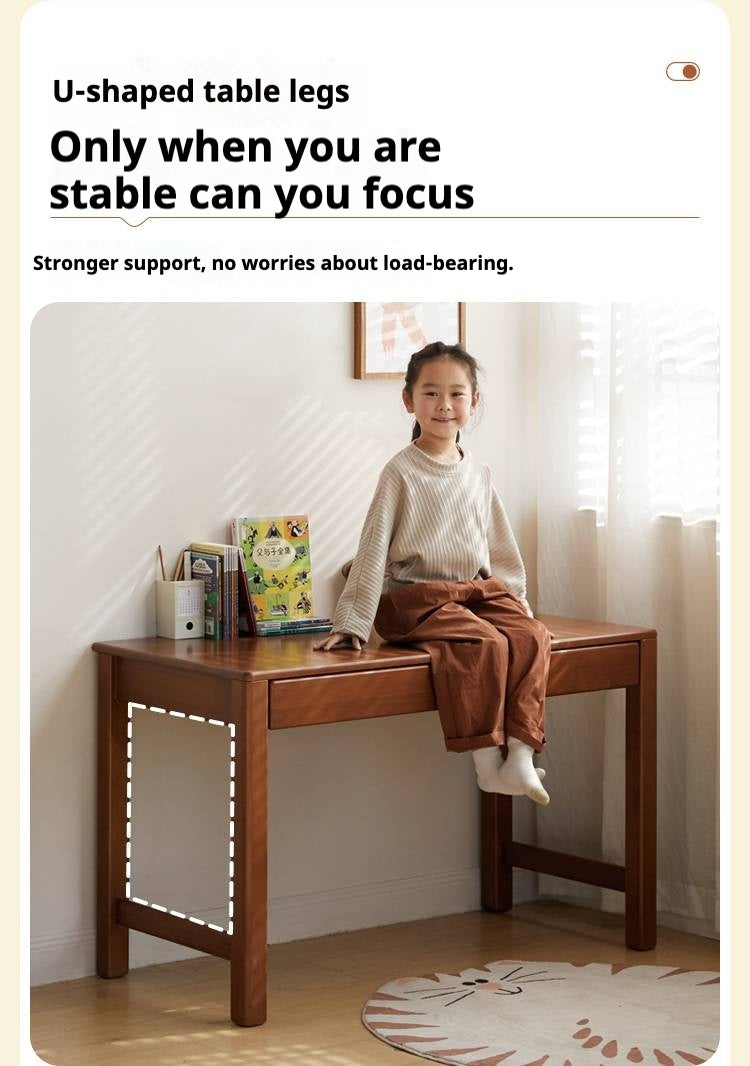 Poplar Solid Wood Children's Study Table Bookshelf Integrated.
