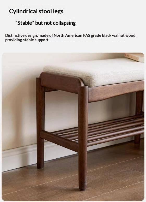 Black Walnut, Sandalwood Solid Wood Shoe Changing Stool