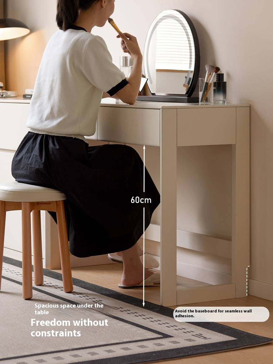 Solid Rubberwood White Cream Wind Vanity Table.