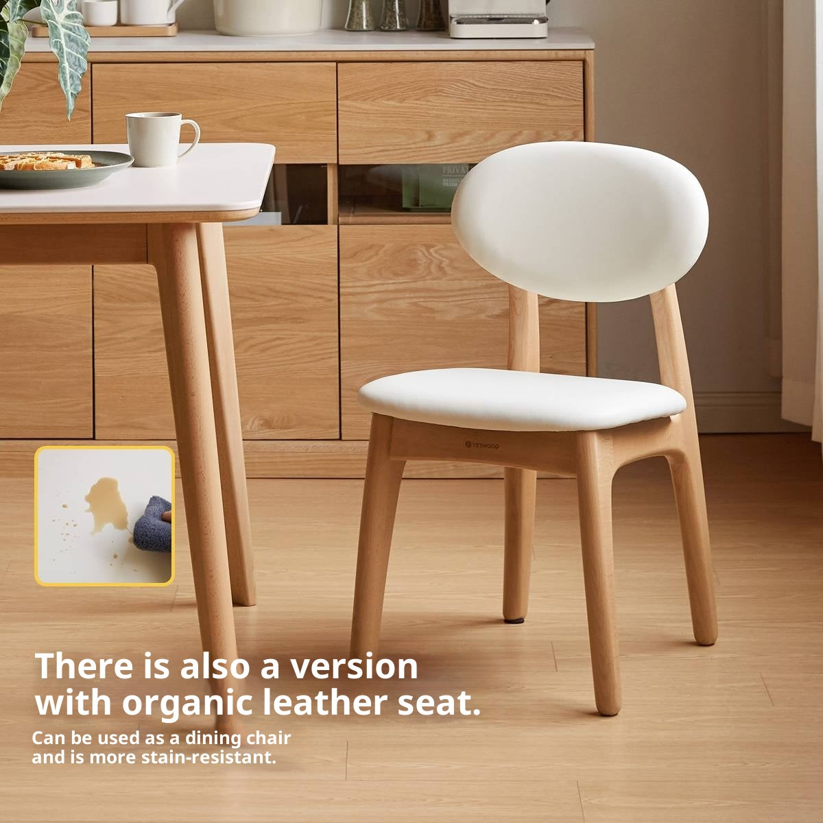 Beech Solid Wood Kids Study Chair with Oval Upholstered Back