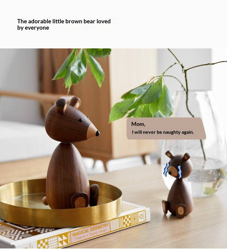 Black Walnut Solid Wood Nordic Style Animal Figurines for Wall Hanging