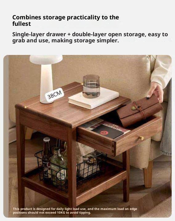 Black Walnut Solid Wood Narrow Nightstand