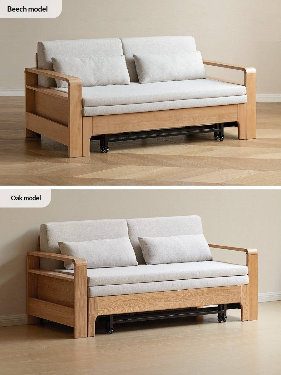 Oak Solid Wood Multi-function Sleeper Sofa.