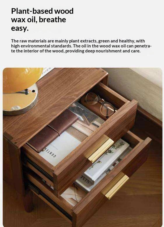 Black Walnut Solid Wood Nightstand.