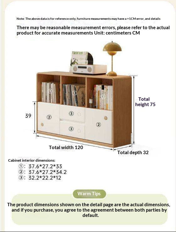 Solid Rubberwood Cream Style Modular Bookcase Cabinet