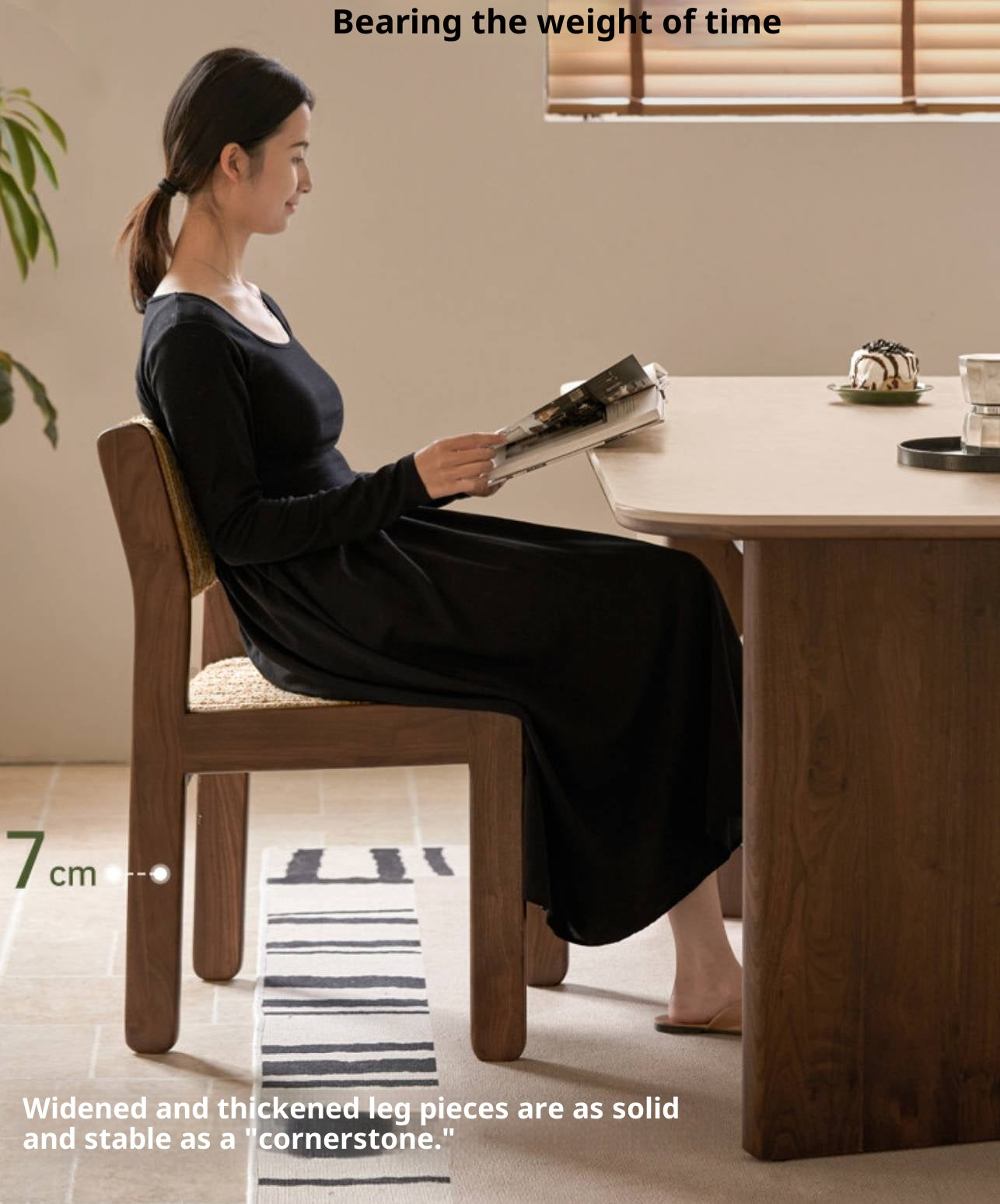 4 pcs -Black Walnut, Oak Solid Wood Modern Minimalist Block-Leg Dining Chair