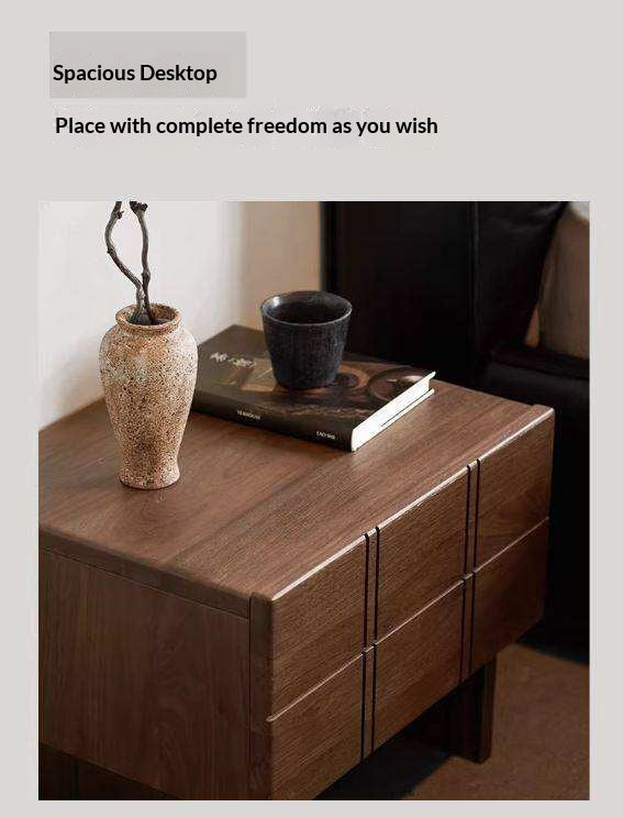 Black Walnut, Oak Wood Wabi-Sabi Style Nightstand