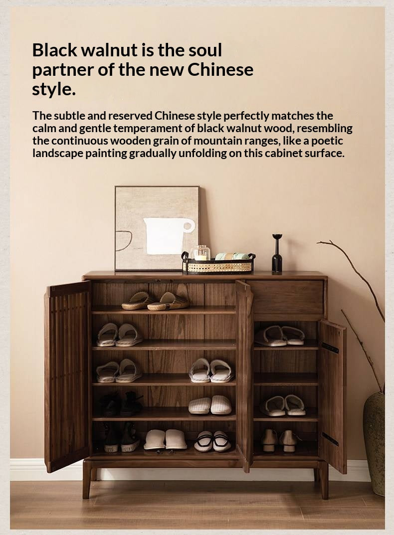 Black walnut, Ash Solid Wood Large Capacity Shoe Cabinet