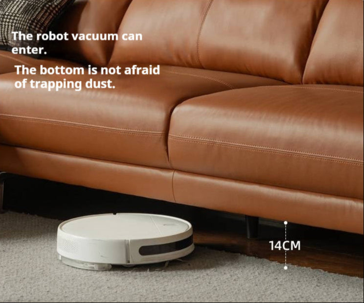 Genuine Leather Italian Minimalist Sectional Sofa – First-Layer Cowhide Corner Sofa with Chaise Lounge