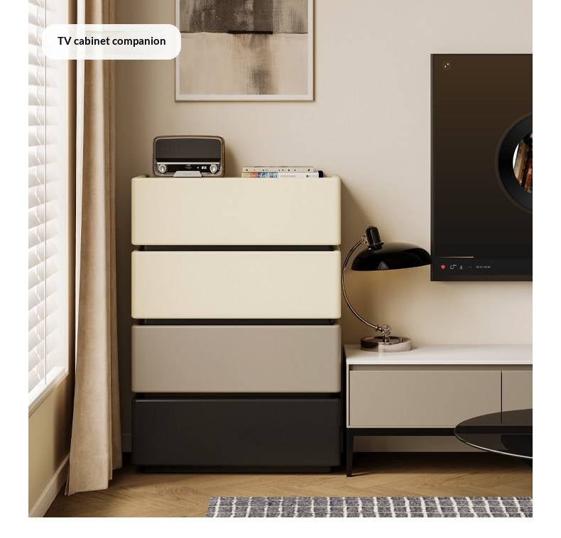 Oak, Ash Solid Wood, Solid RubberWood Light Luxury Side Cabinet