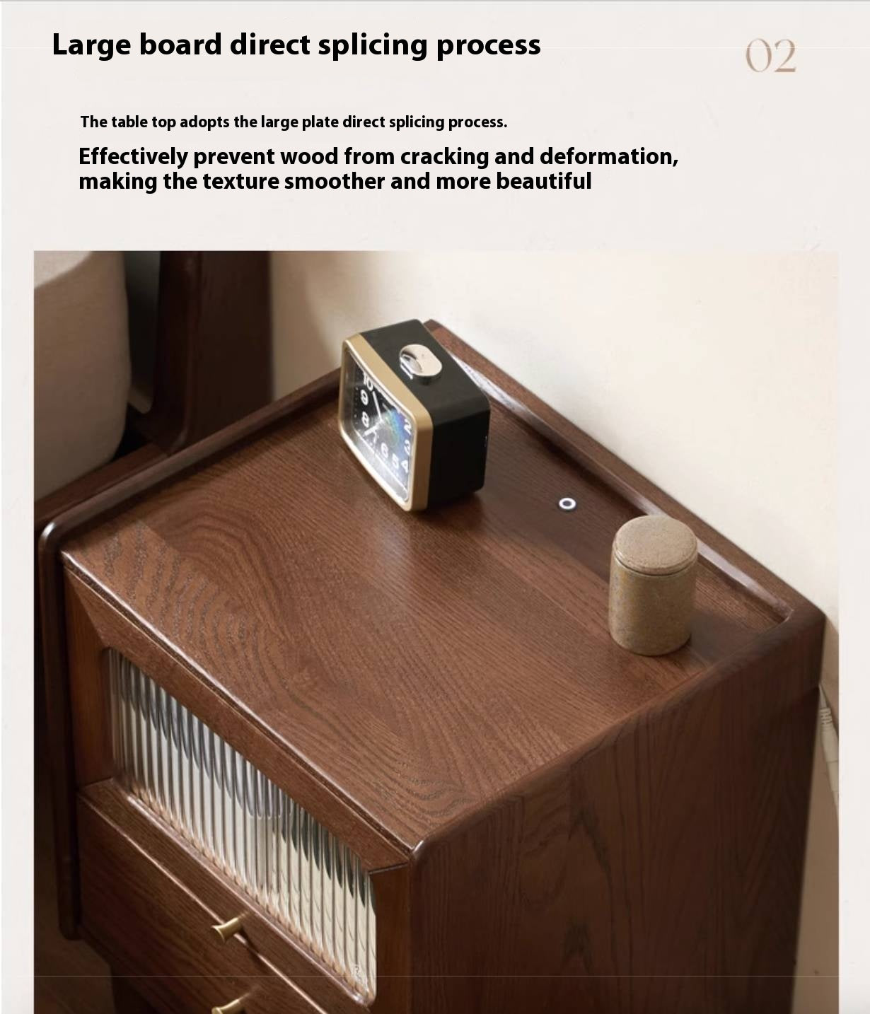 Solid Longan Hardwood, Oak Solid Wood Modern Style Nightstand