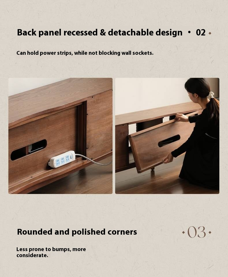 Ash Solid Wood French Retro TV Cabinet