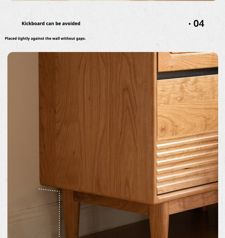 Cherry Solid Wood Retro Storage Side Cabinet.