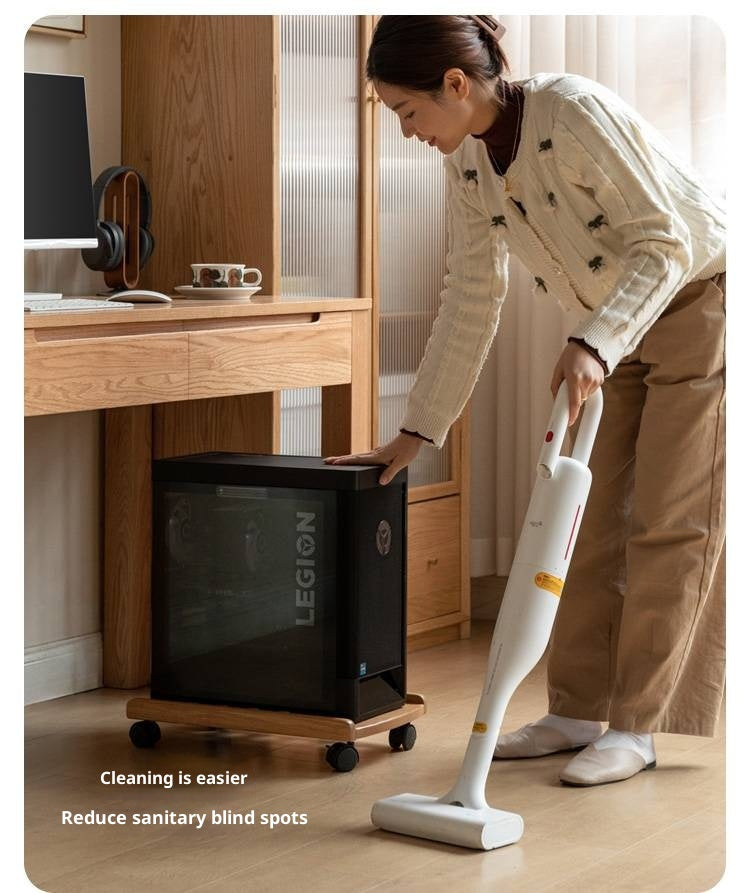 Solid RubberWood, Oak Solid Wood Mobile Computer Host Base Tray