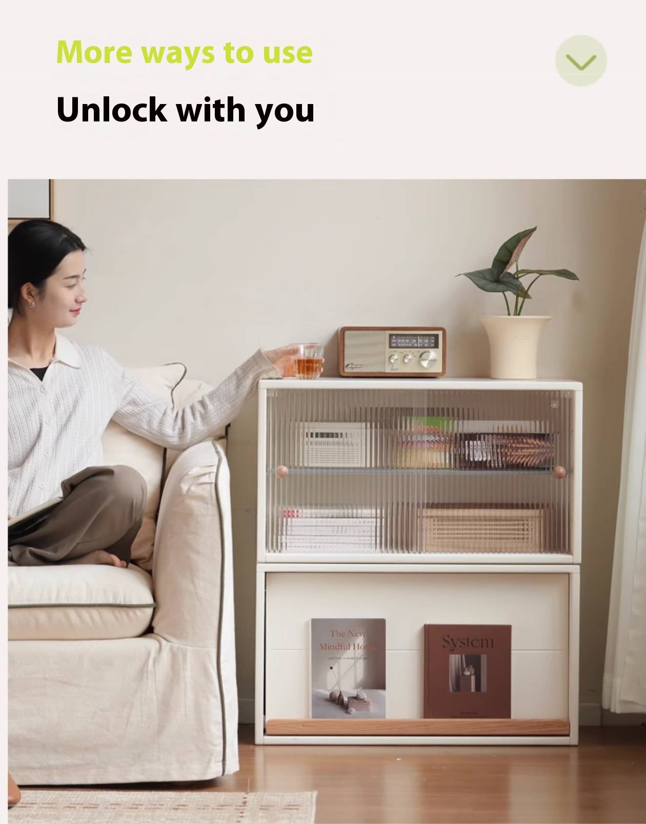 Solid RubberWood Module Combination TV Stand.