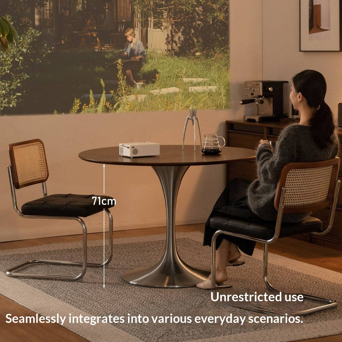 Black Walnut Solid Wood Dining Table Bauhaus Style