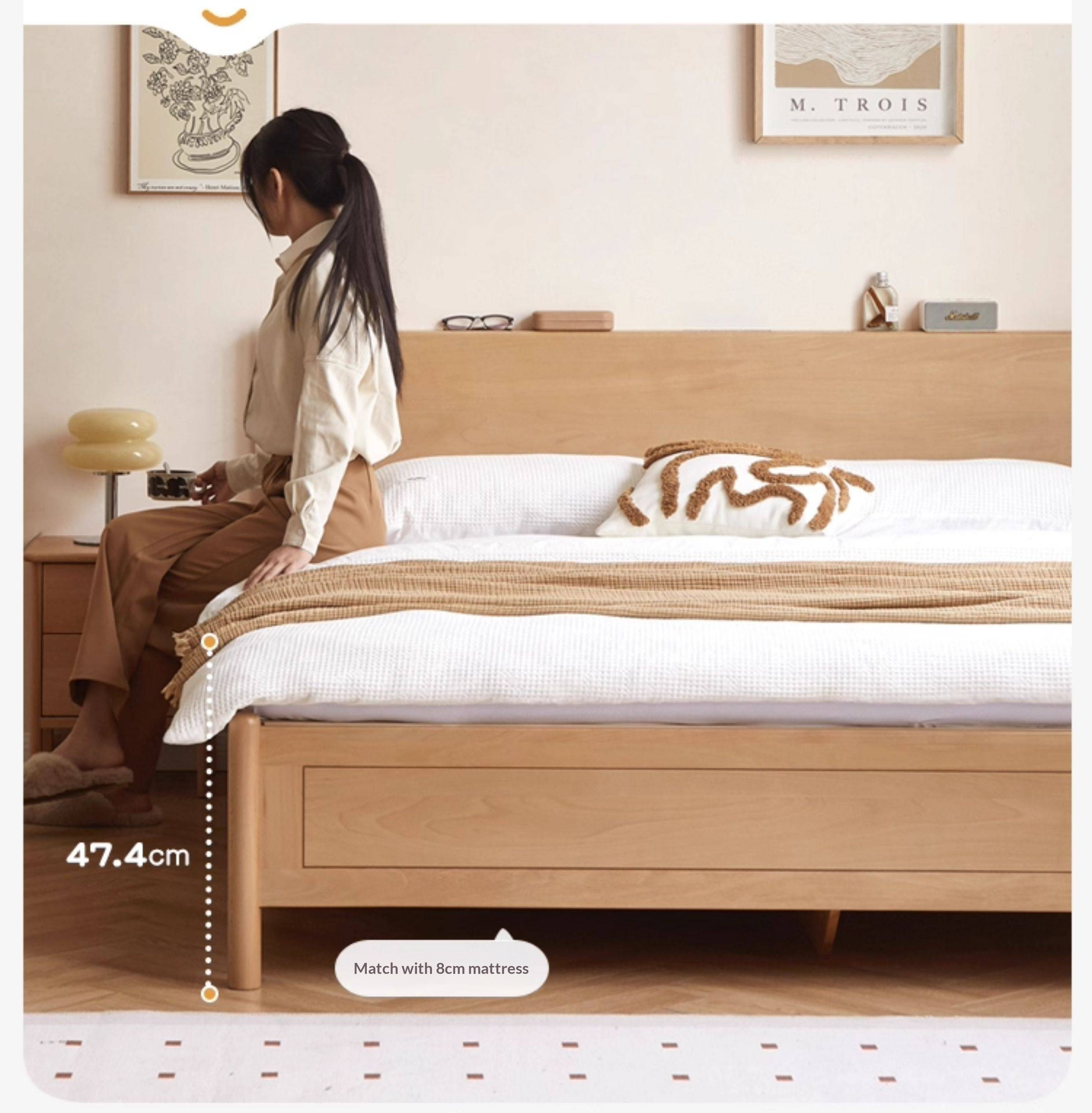 Beech Solid Wood Box Bed — Simple Design, Multi-Functional Bed
