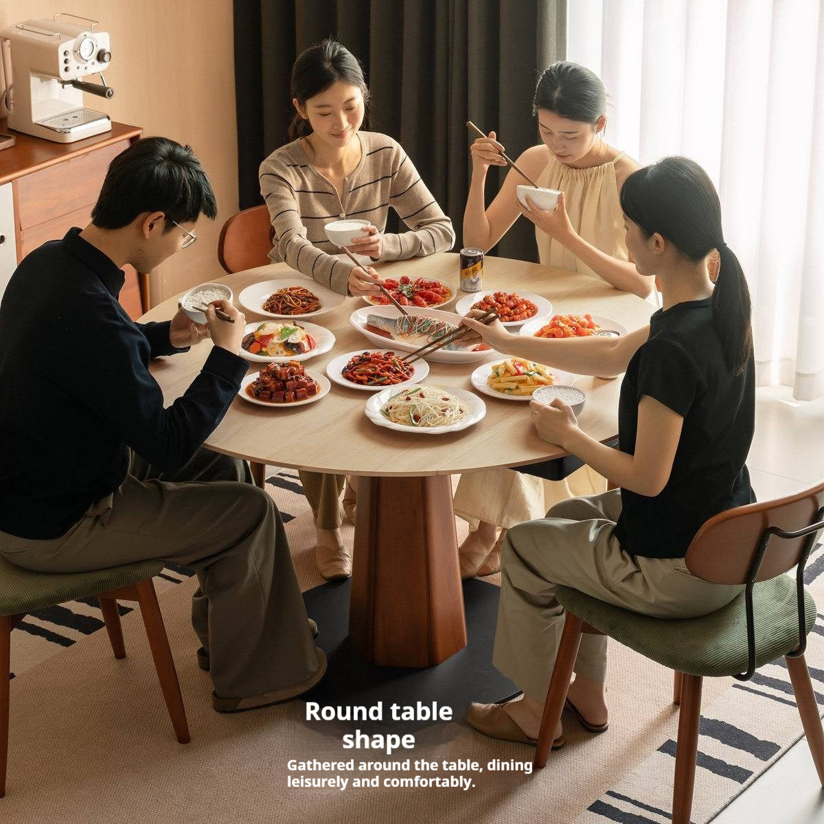 Tulipwood Solid Wood Rock Plate Round Table with Folding Feature